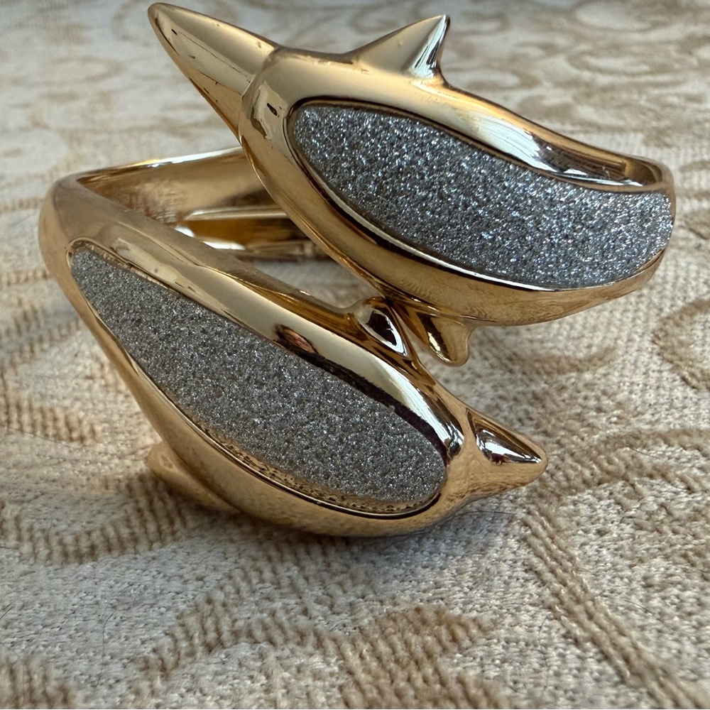 Statement Gold and Silver Dolphin Bracelet - Picture 5 of 6